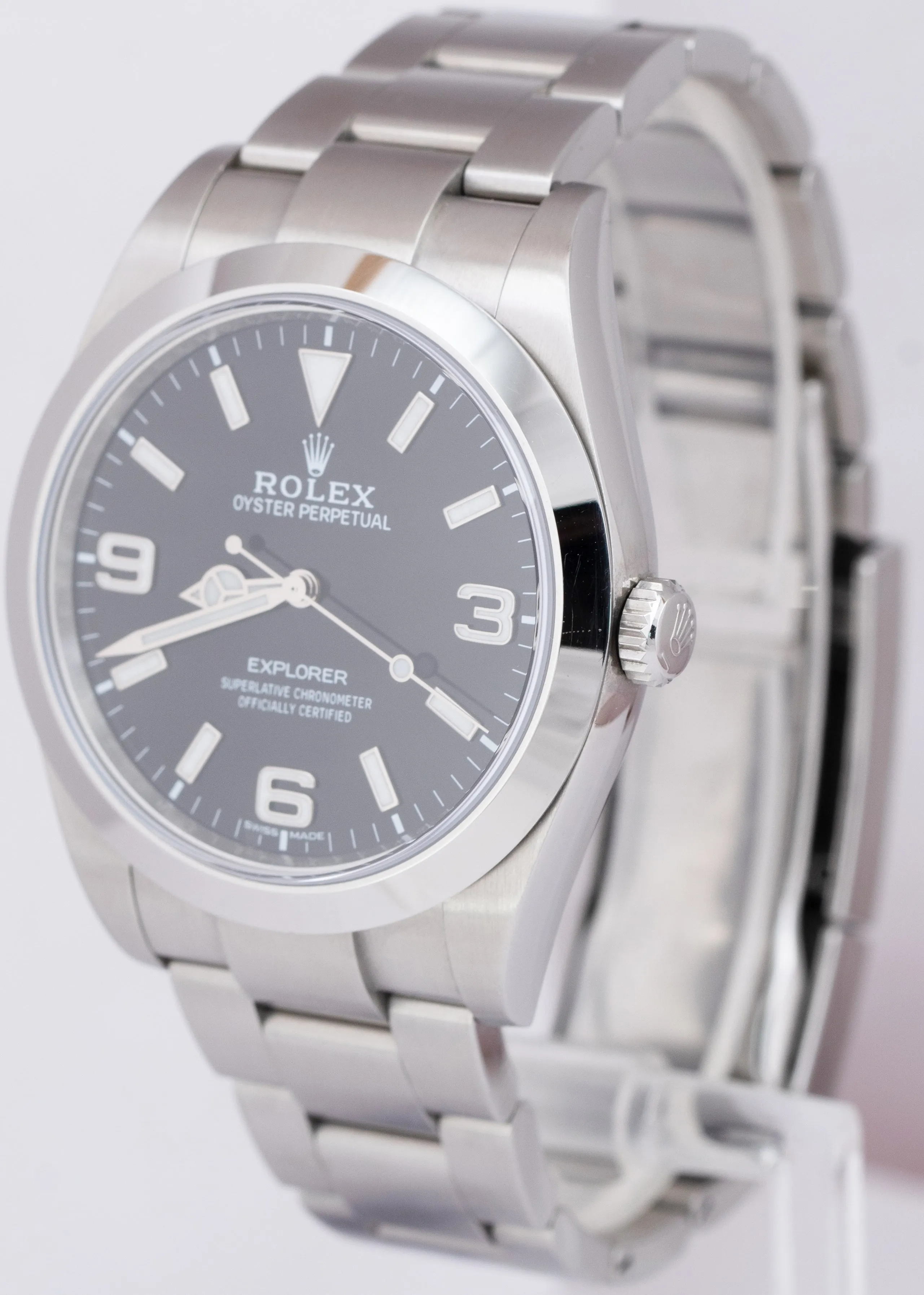 2017 Rolex Explorer I Black 39mm Stainless Steel FULL LUME MK2 Watch 214270 B P