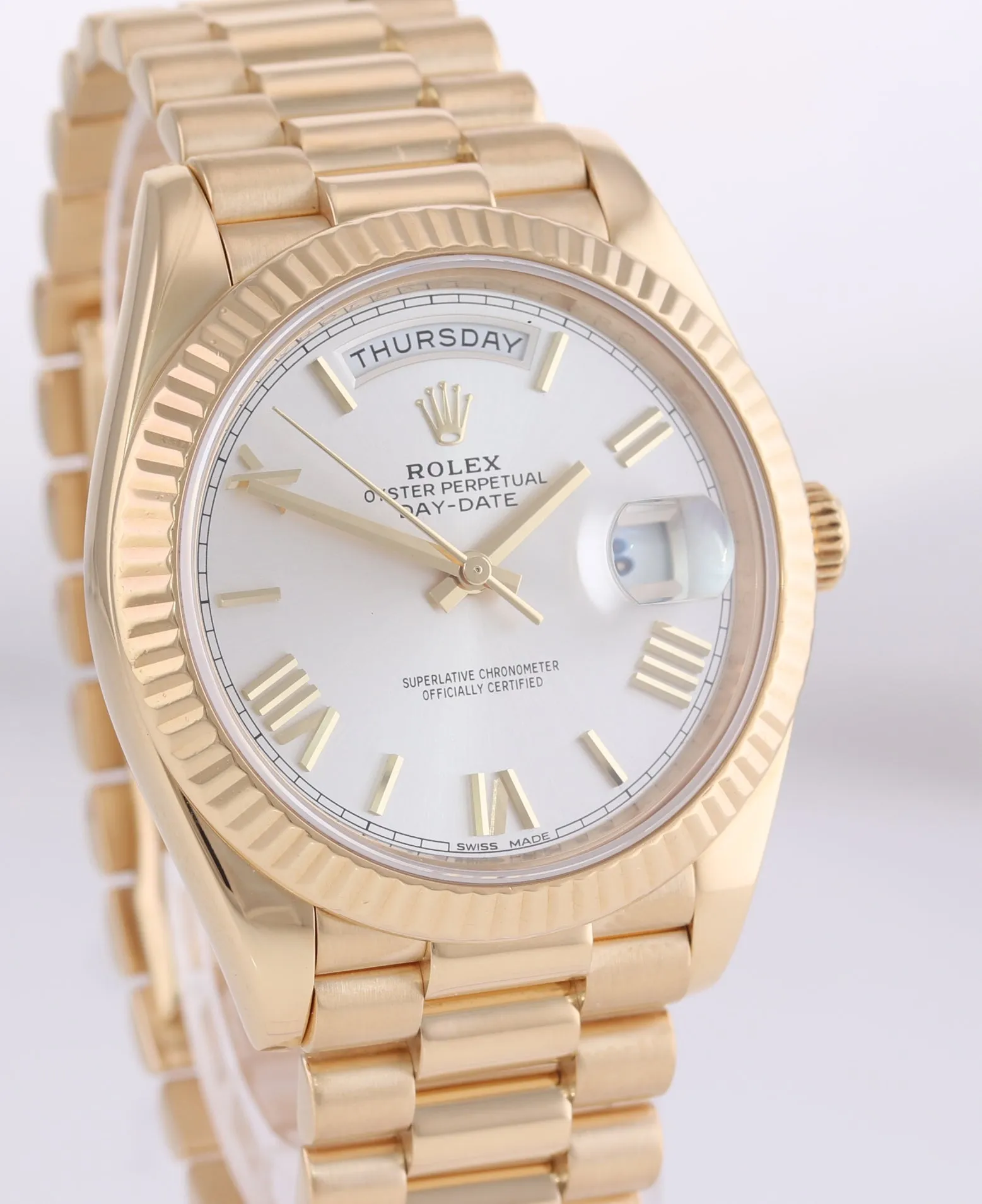 2019 Rolex Day-Date 40 President 228238 Silver Roman Yellow Gold Watch Box