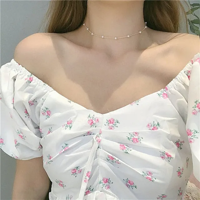2021 Kpop Double layer Chain Gold fashion Choker cute romantic women pearl pendant necklace girl jewelry Collar Free shipping