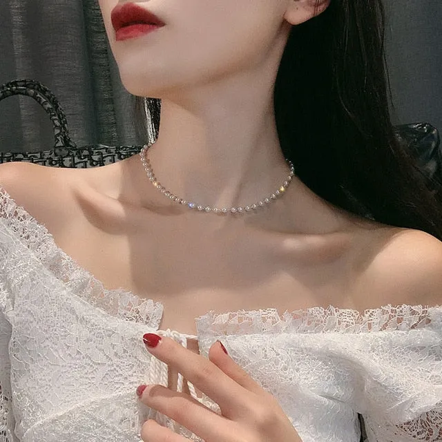 2021 Kpop Double layer Chain Gold fashion Choker cute romantic women pearl pendant necklace girl jewelry Collar Free shipping
