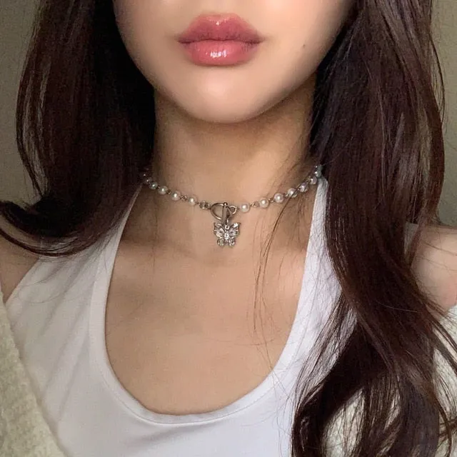 2021 Kpop Double layer Chain Gold fashion Choker cute romantic women pearl pendant necklace girl jewelry Collar Free shipping