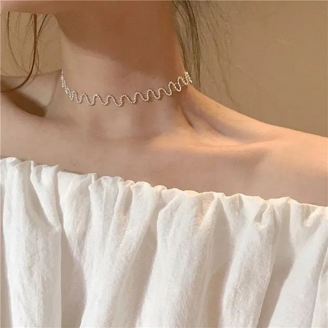2021 Kpop Double layer Chain Gold fashion Choker cute romantic women pearl pendant necklace girl jewelry Collar Free shipping