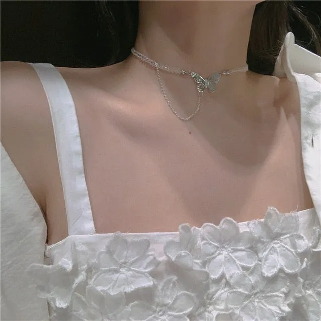 2021 Kpop Double layer Chain Gold fashion Choker cute romantic women pearl pendant necklace girl jewelry Collar Free shipping