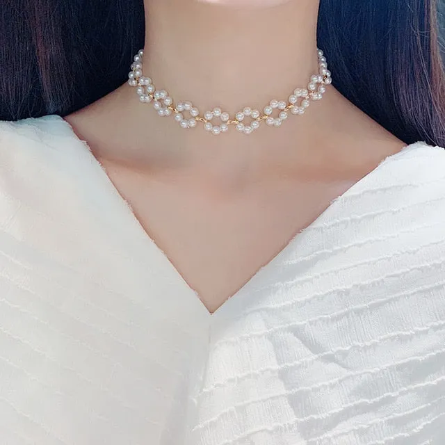 2021 Kpop Double layer Chain Gold fashion Choker cute romantic women pearl pendant necklace girl jewelry Collar Free shipping
