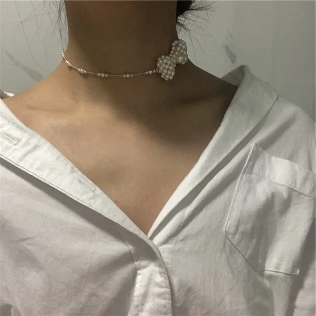 2021 Kpop Double layer Chain Gold fashion Choker cute romantic women pearl pendant necklace girl jewelry Collar Free shipping