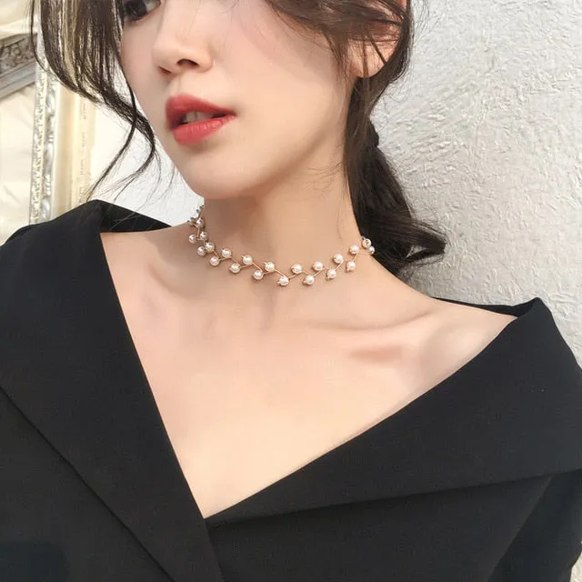 2021 Kpop Double layer Chain Gold fashion Choker cute romantic women pearl pendant necklace girl jewelry Collar Free shipping