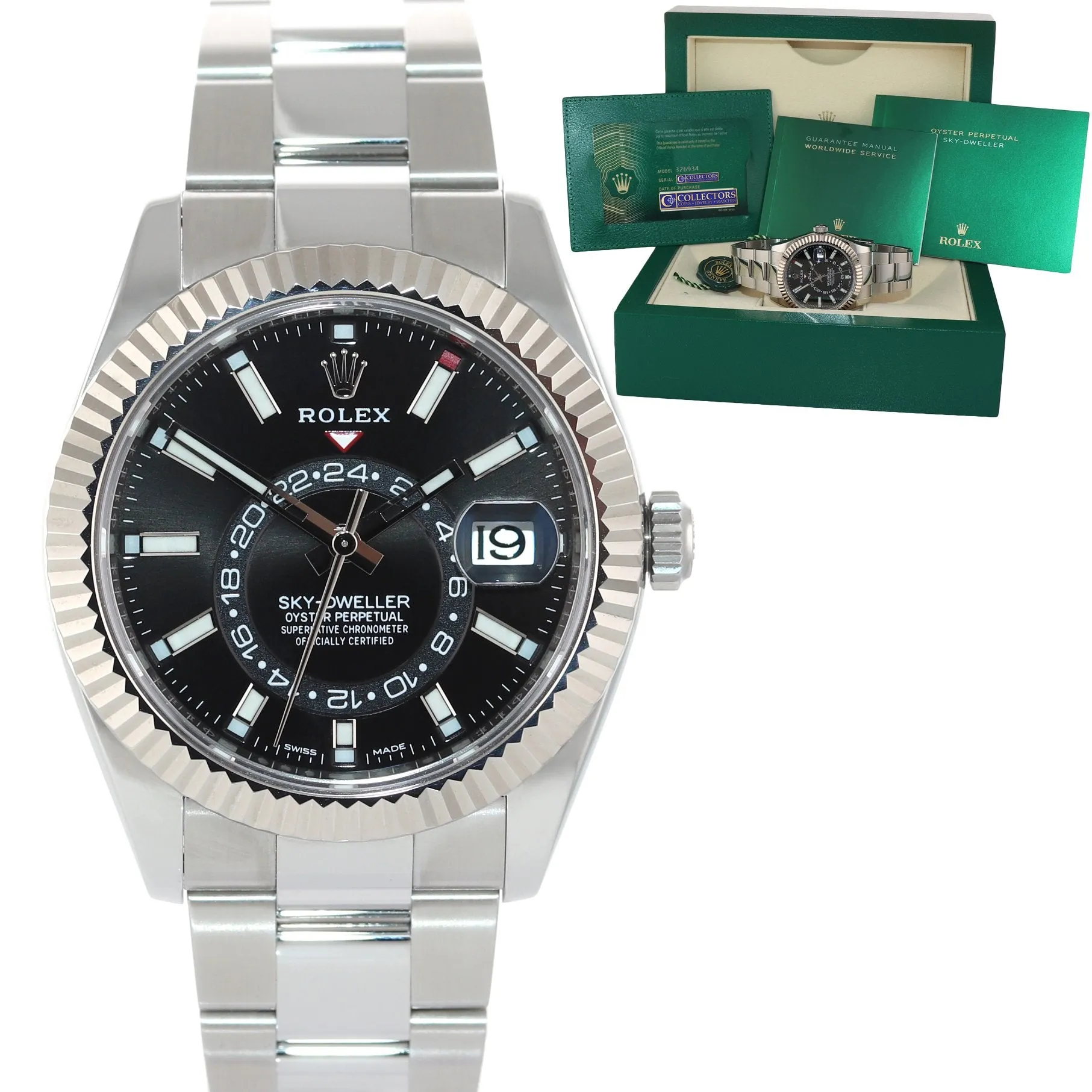 2021 NEW PAPERS Rolex Sky-Dweller Stainless White Gold Black 326934 42mm Watch