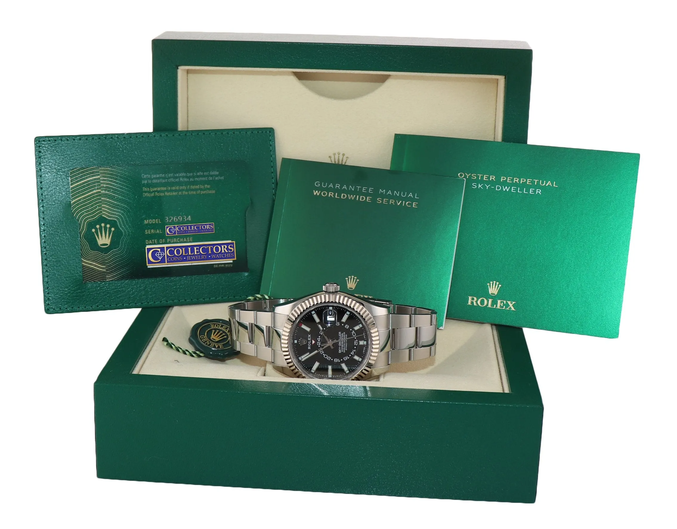 2021 NEW PAPERS Rolex Sky-Dweller Stainless White Gold Black 326934 42mm Watch