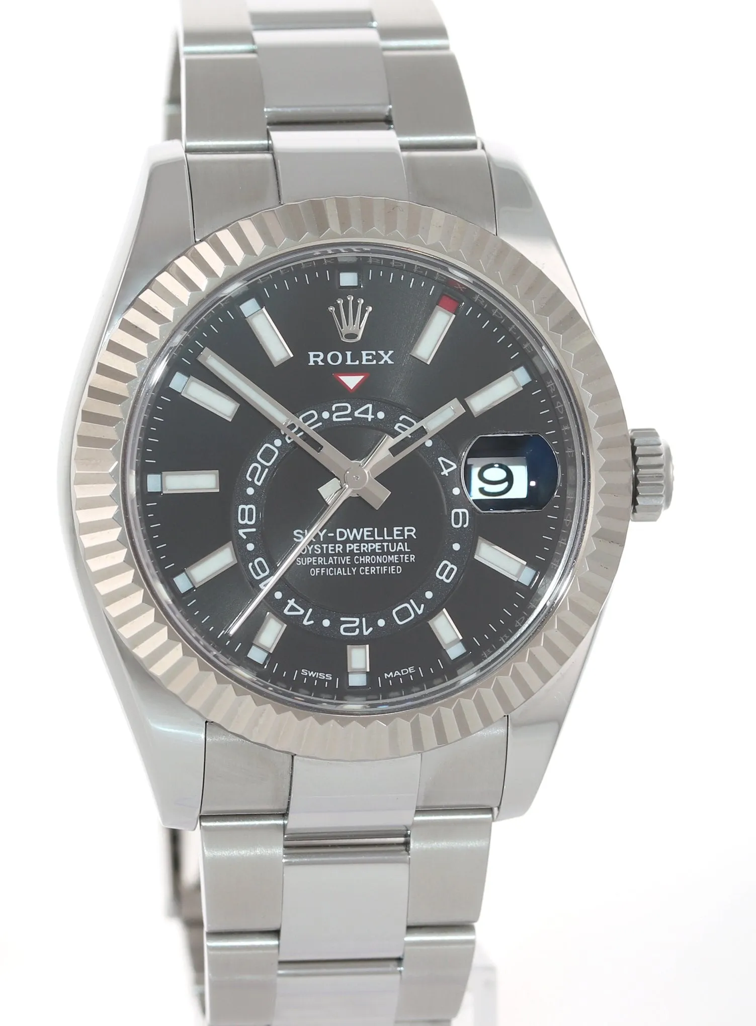 2021 NEW PAPERS Rolex Sky-Dweller Stainless White Gold Black 326934 42mm Watch