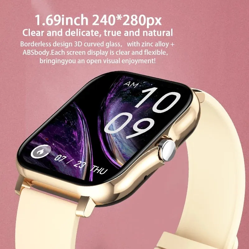 2021 New Women Smart watch Men 1.69" Color Screen Full touch Fitness Tracker Men Call Smart Clock Ladies For Android IOS BOX