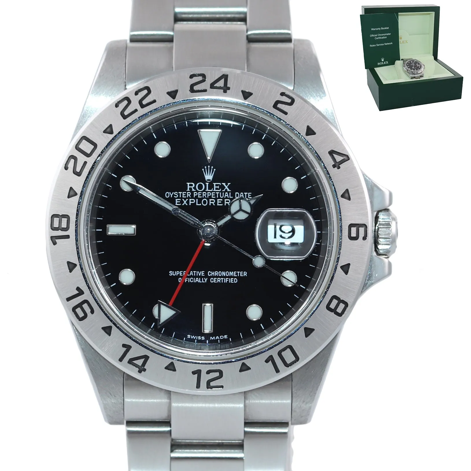 2021 SERVICE Rolex Explorer II 16570 Stainless Steel Black Date 40mm Watch