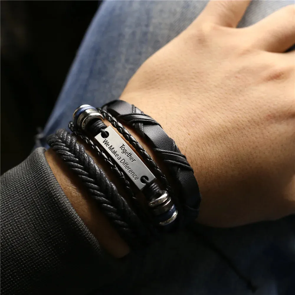 3 Pcs/Set Leather Bracelets