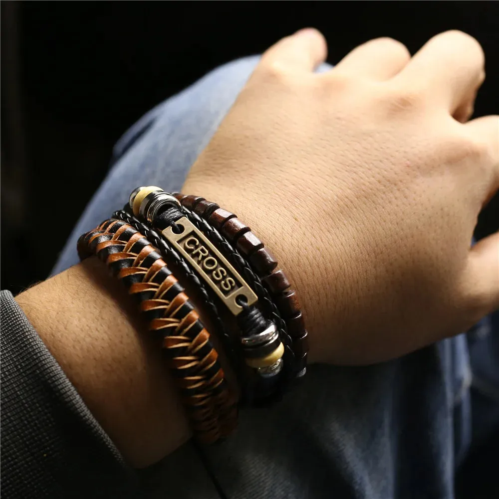 3 Pcs/Set Leather Bracelets