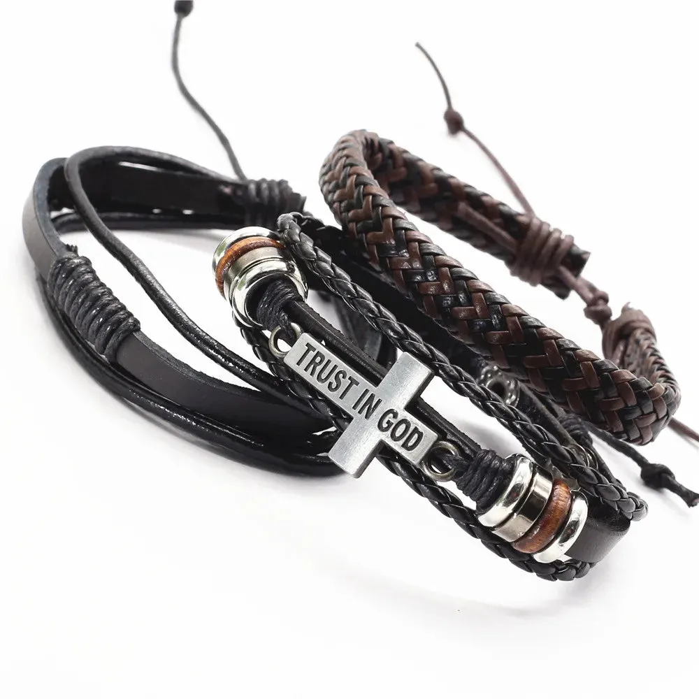 3 Pcs/Set Leather Bracelets