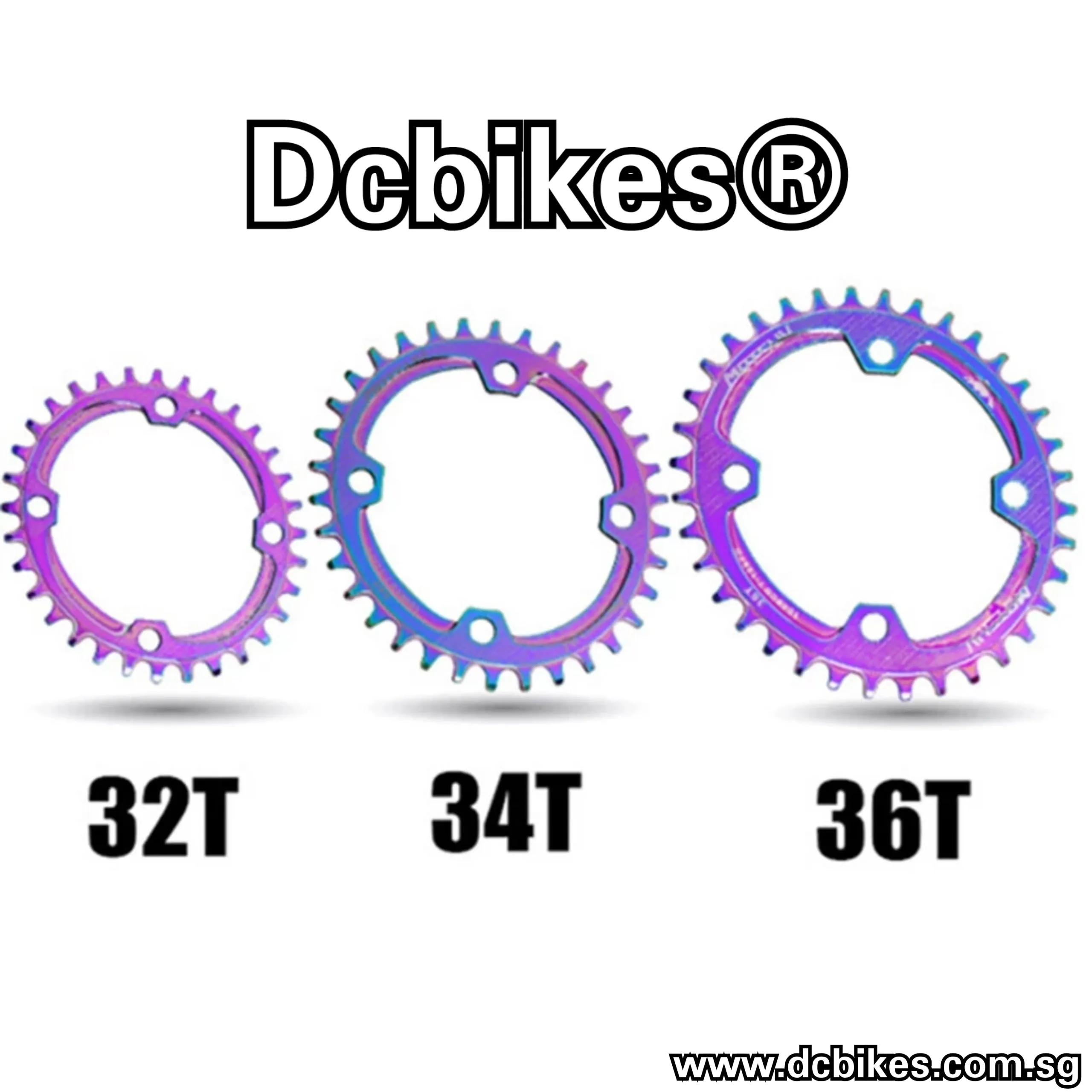 32T/34T/36T/38T Oil Slick 104BCD Oval Rainbow Narrow Wide Single Speed Chain Ring
