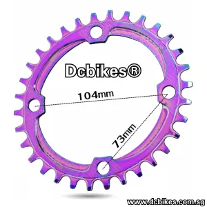 32T/34T/36T/38T Oil Slick 104BCD Oval Rainbow Narrow Wide Single Speed Chain Ring
