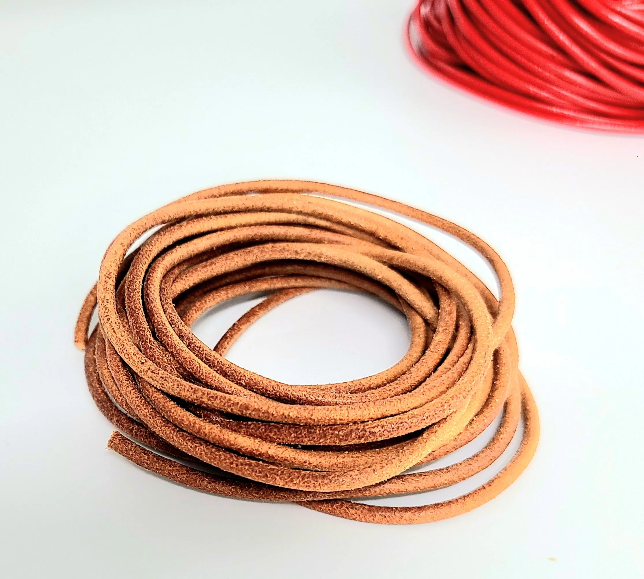 3mm Leather cord, sold by the yard, for Jewelry, crafts, binding, Red, Black, natural