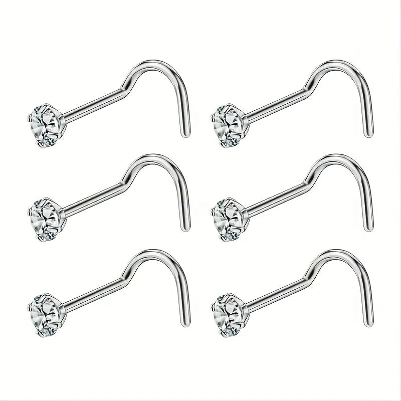 6pcs Titanium Nose Studs Nose Rings For Men