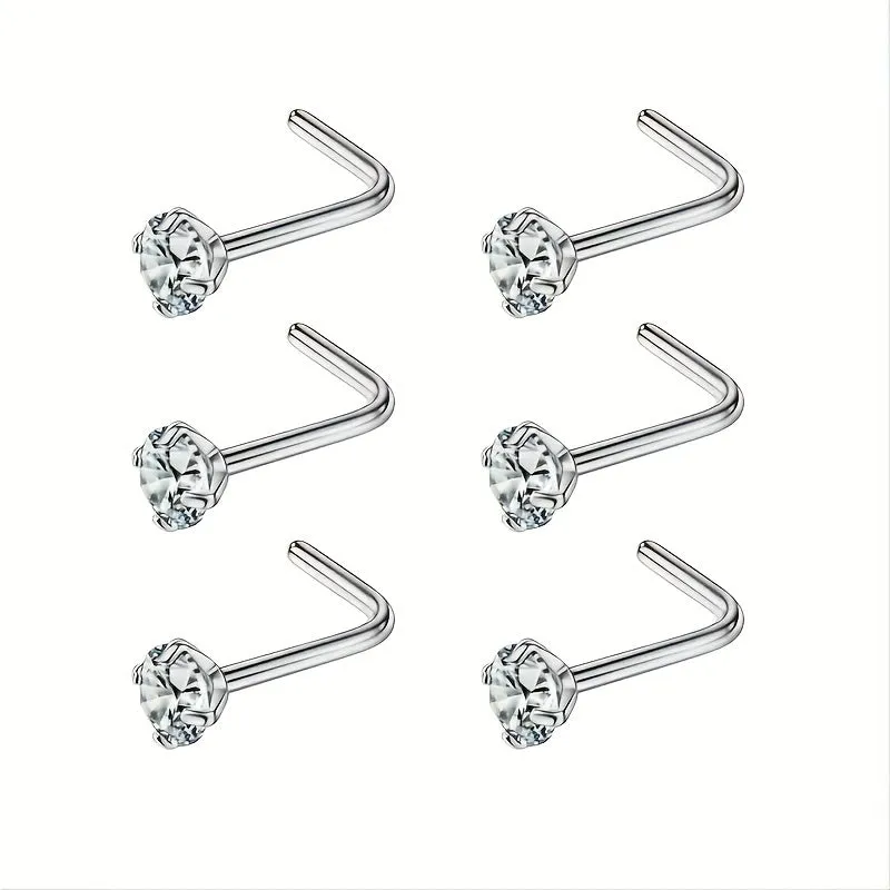 6pcs Titanium Nose Studs Nose Rings For Men