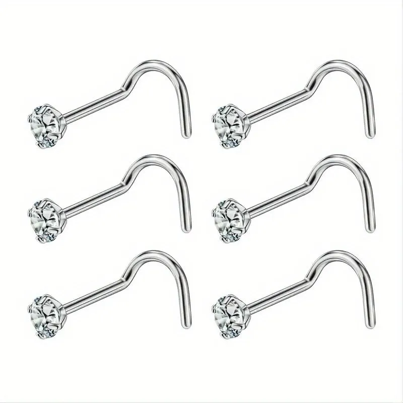 6pcs Titanium Nose Studs Nose Rings For Men