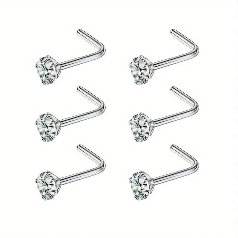 6pcs Titanium Nose Studs Nose Rings For Men