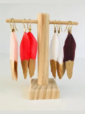 70mm Hand Painted Feather Earrings
