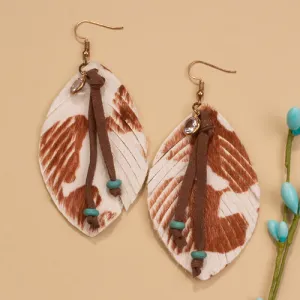 734038 - Feather Earrings - Brown White