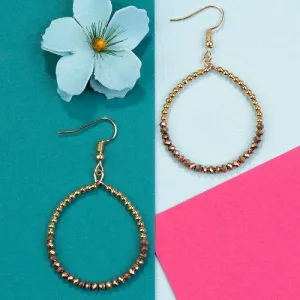 734040 - Crystal Beaded Hoop Earrings - Rose Gold