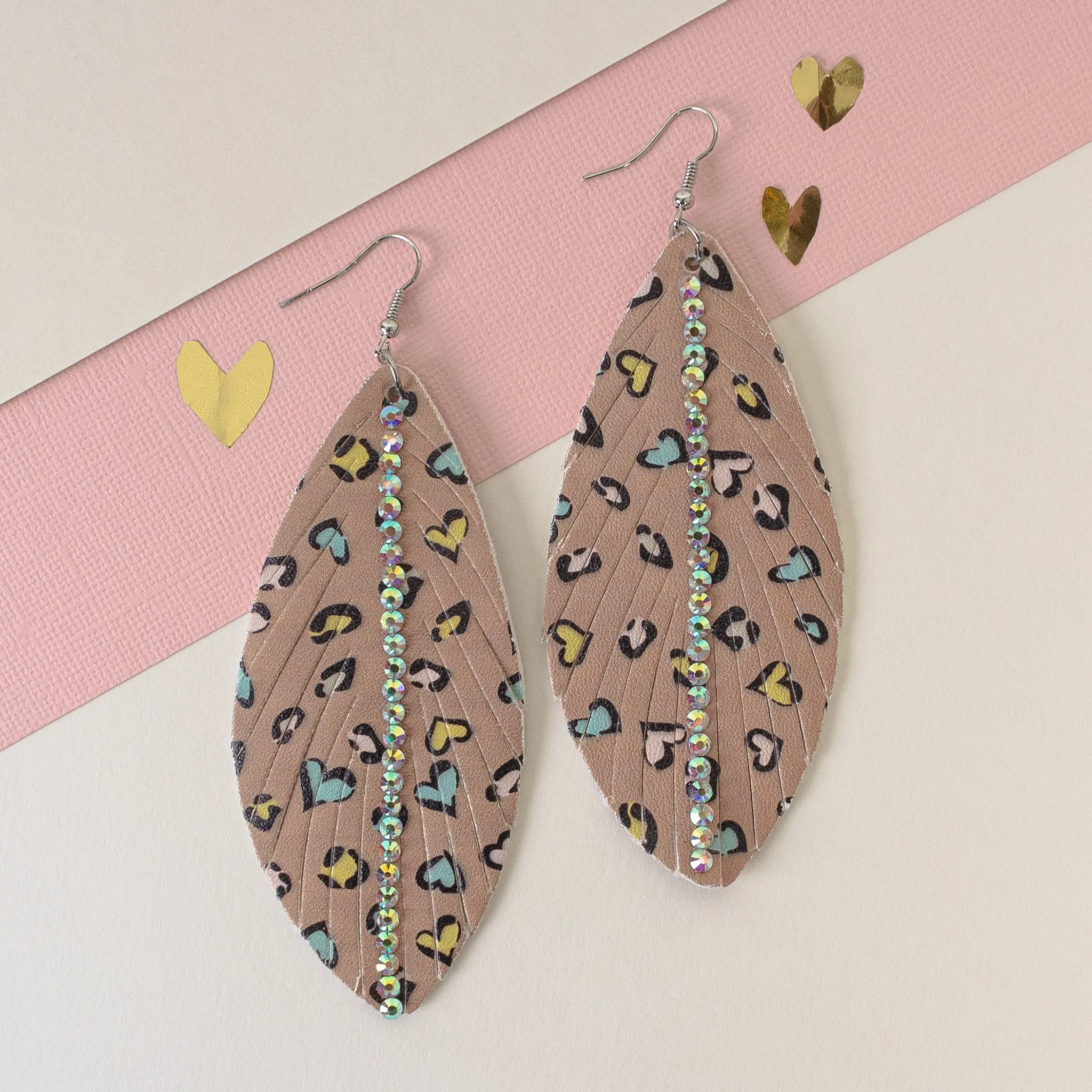 73911 - Leopard Feather Earrings - Brown