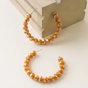 73940-22 - Crystal Beaded Hoop Earrings - Gold