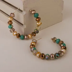 73940 - 73 Crystal Beaded Hoop Earrings - Multi