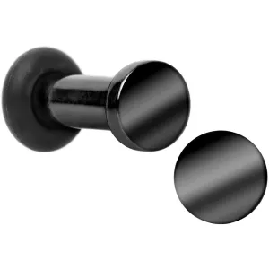8 Gauge Black Titanium Plated Steel Flat Top Single Flare Plug Set