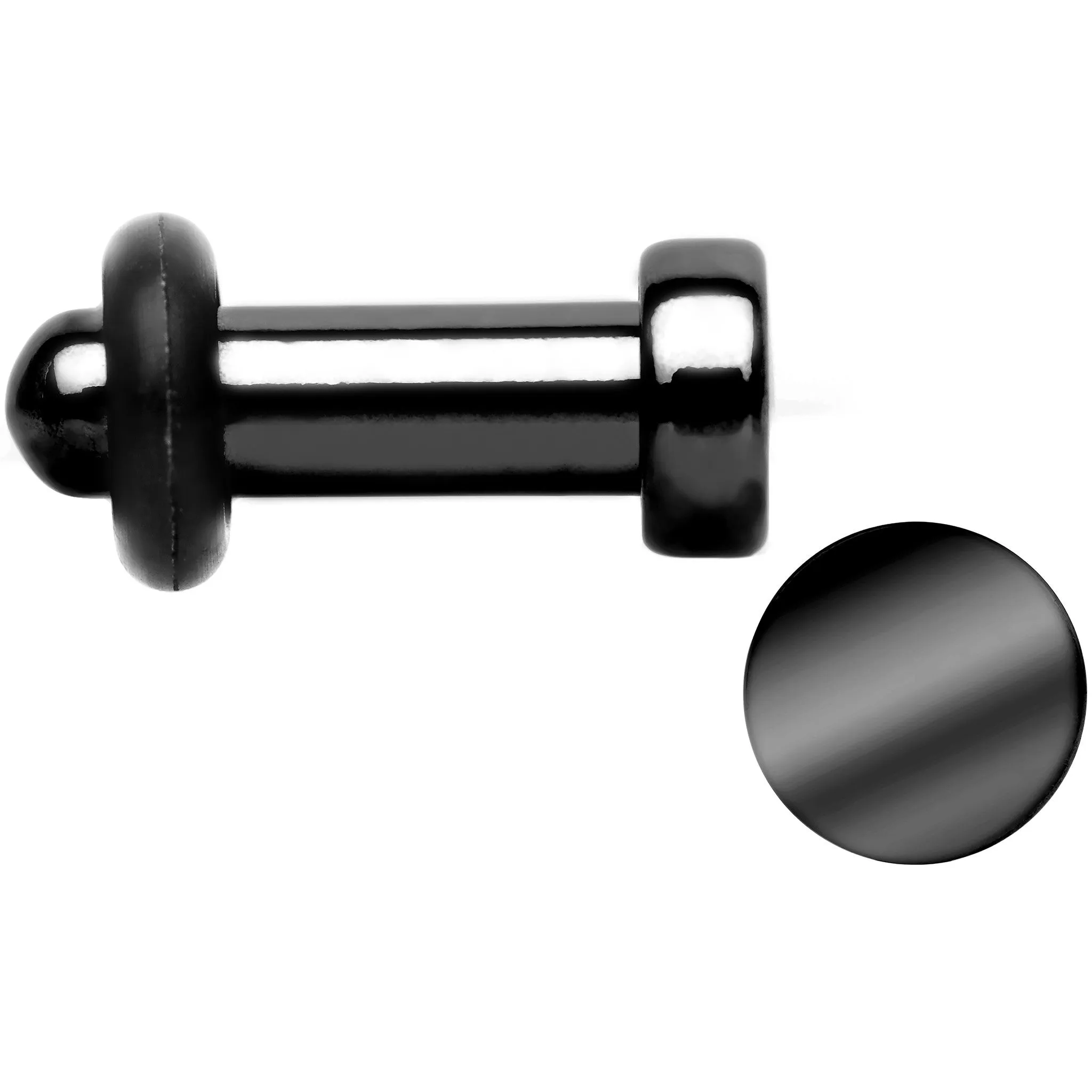 8 Gauge Black Titanium Plated Steel Flat Top Single Flare Plug Set