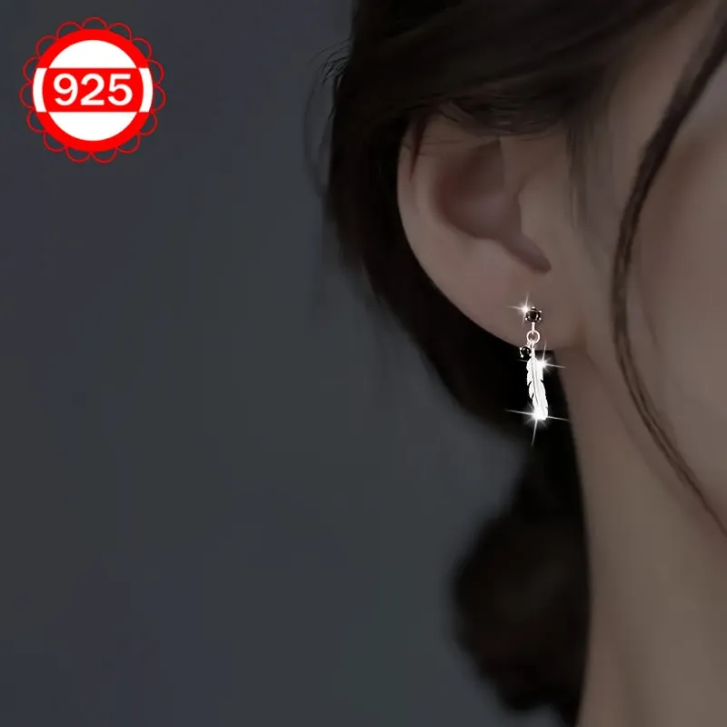 925 Silver Hypoallergenic Feather Earrings for Women