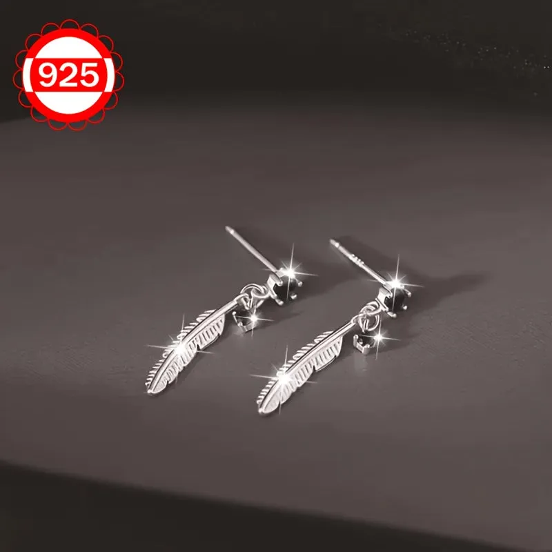 925 Silver Hypoallergenic Feather Earrings for Women