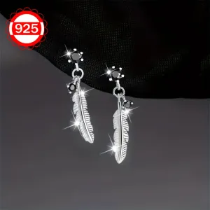 925 Silver Hypoallergenic Feather Earrings for Women