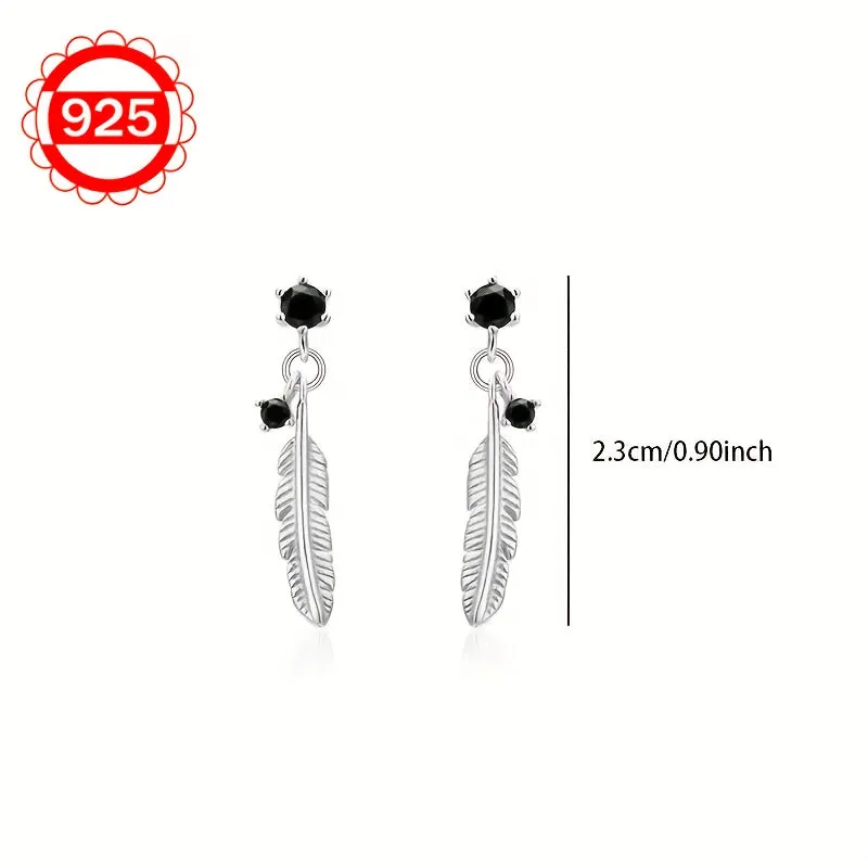 925 Silver Hypoallergenic Feather Earrings for Women