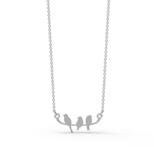 925 Sterling Silver Three Lovely Bird Pendant Jewelry For Women Animal Lover Charm Necklace