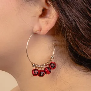 93074 - Beaded Hoop Earrings - Red