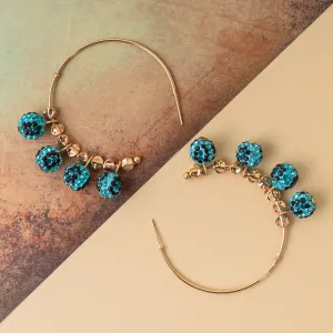 93074 - Beaded Hoop Earrings - Turquoise