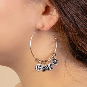 93074 - Beaded Hoop Earrings - White