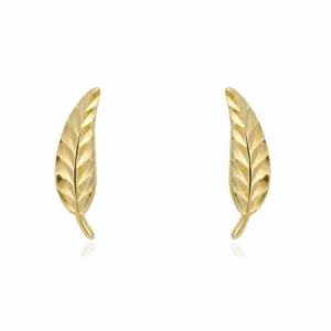 9ct Gold Feather Stud Earrings