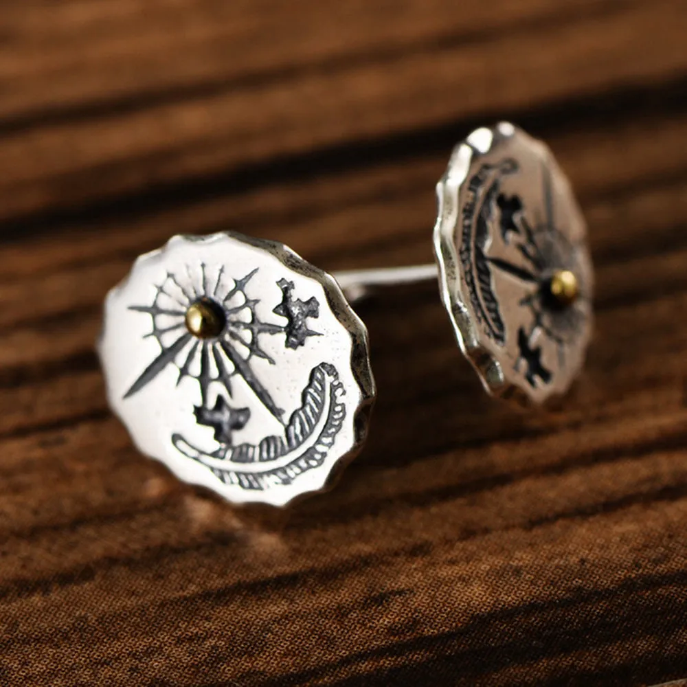 A Pair Real Solid 925 Sterling Silver Earrings Sun Feather Eagle Bird Jewelry