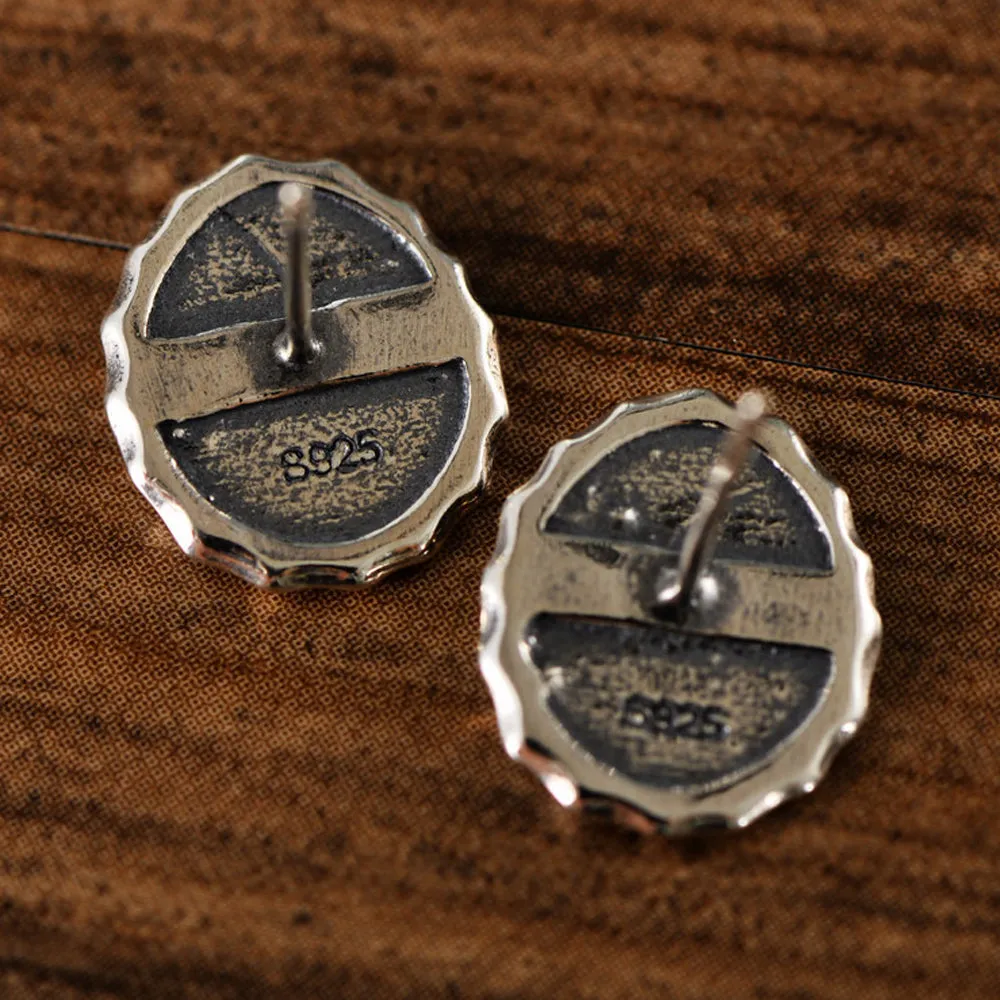 A Pair Real Solid 925 Sterling Silver Earrings Sun Feather Eagle Bird Jewelry