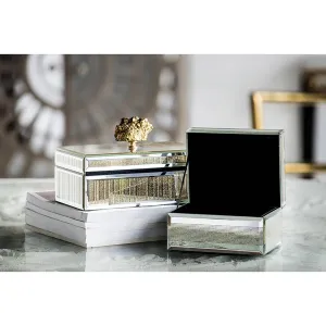 A&B Home Sullivan Striped Silver and Gold Mirrored Decorative Box