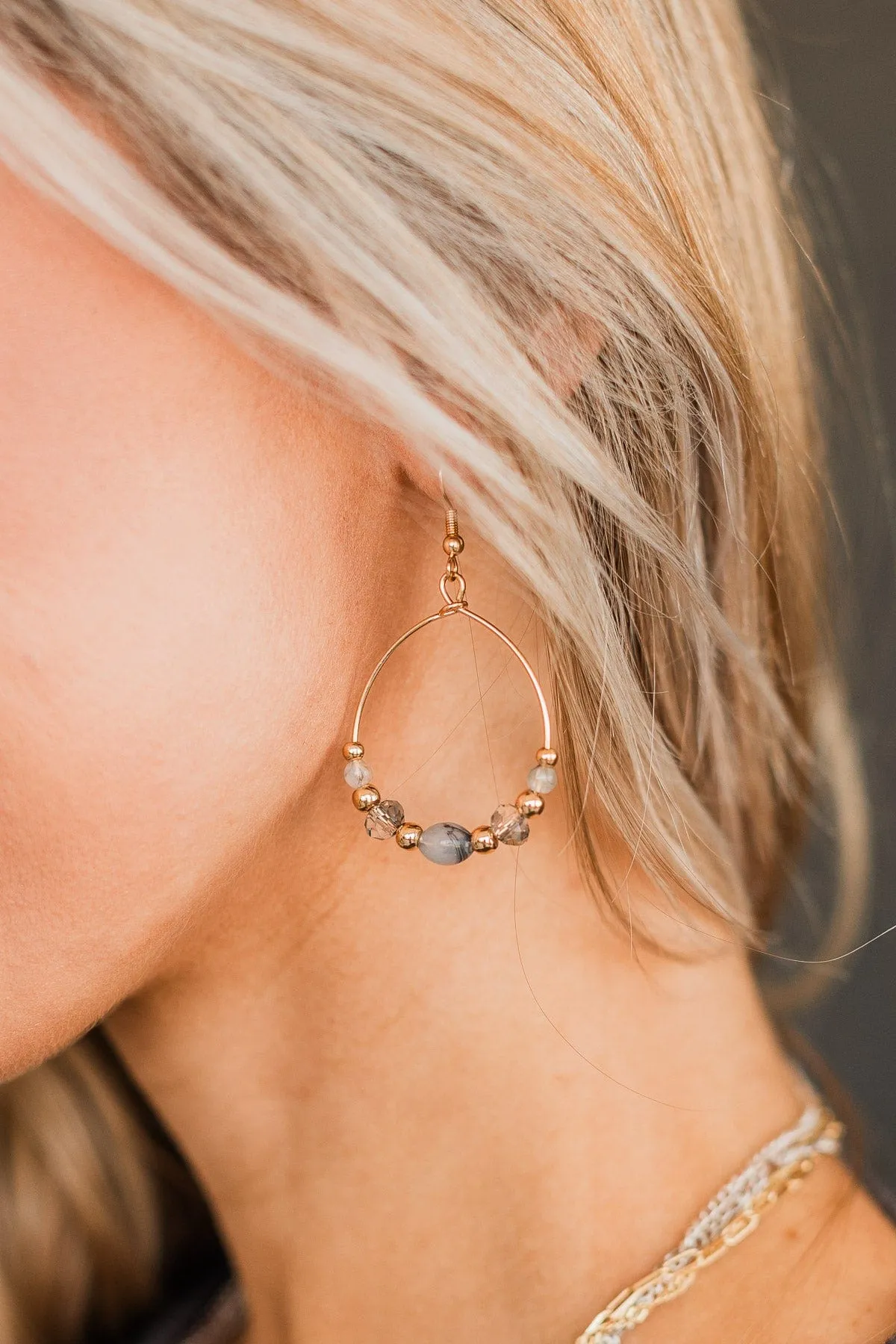 Address The Room Beaded Hoop Earrings- Gold