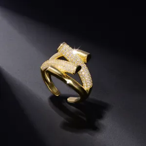 Adjustable Copper Ring with Rhinestones for Men