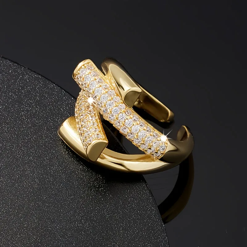 Adjustable Copper Ring with Rhinestones for Men