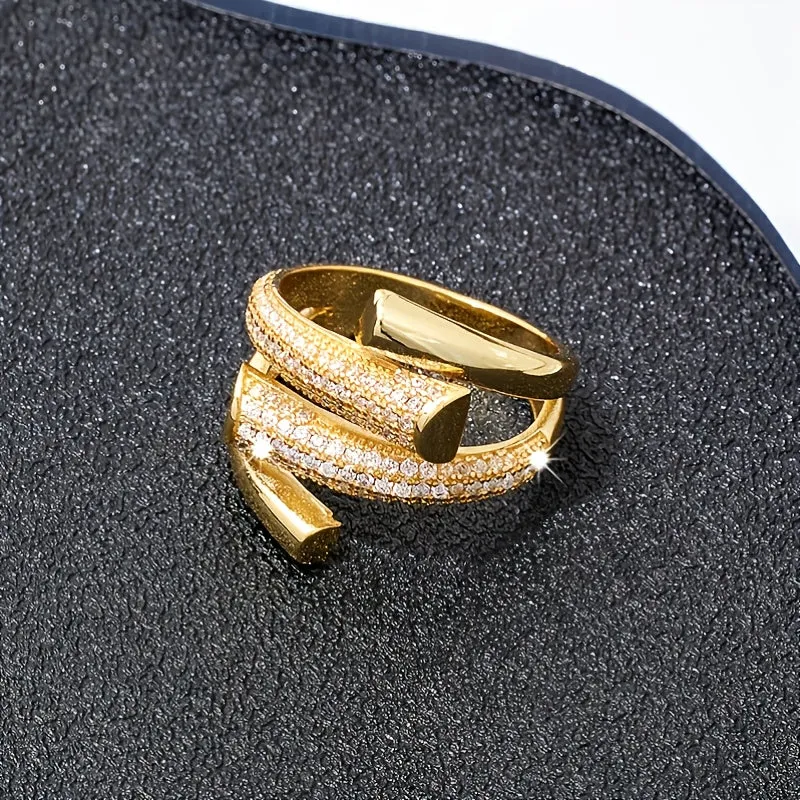 Adjustable Copper Ring with Rhinestones for Men