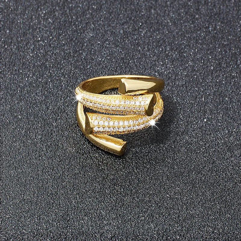 Adjustable Copper Ring with Rhinestones for Men